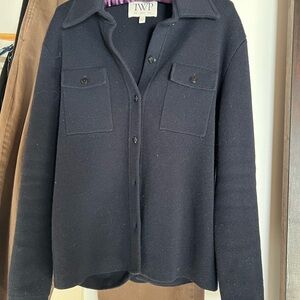 TWP Navy Cashmere Button-Up Jacket